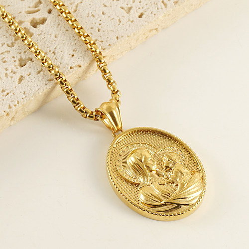 Wholesale 1 Piece Classical Faith Stainless Steel  18K Gold Plated Pendant Necklace