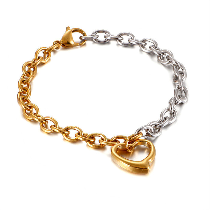 European And American Simple Hollow Love Girls' Bracelet Color Fashion Stainless Ornament Girlfriends Couple Wholesale