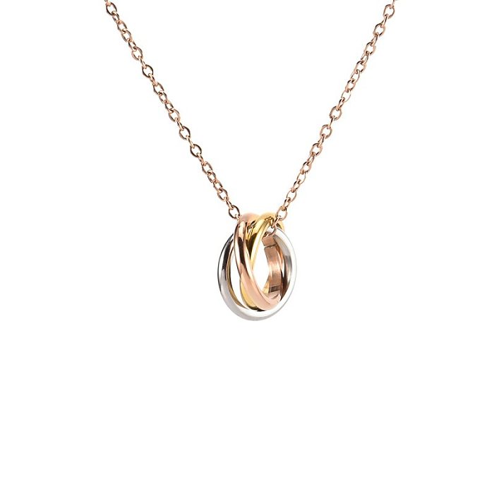Simple Style Round Stainless Steel Pendant Necklace