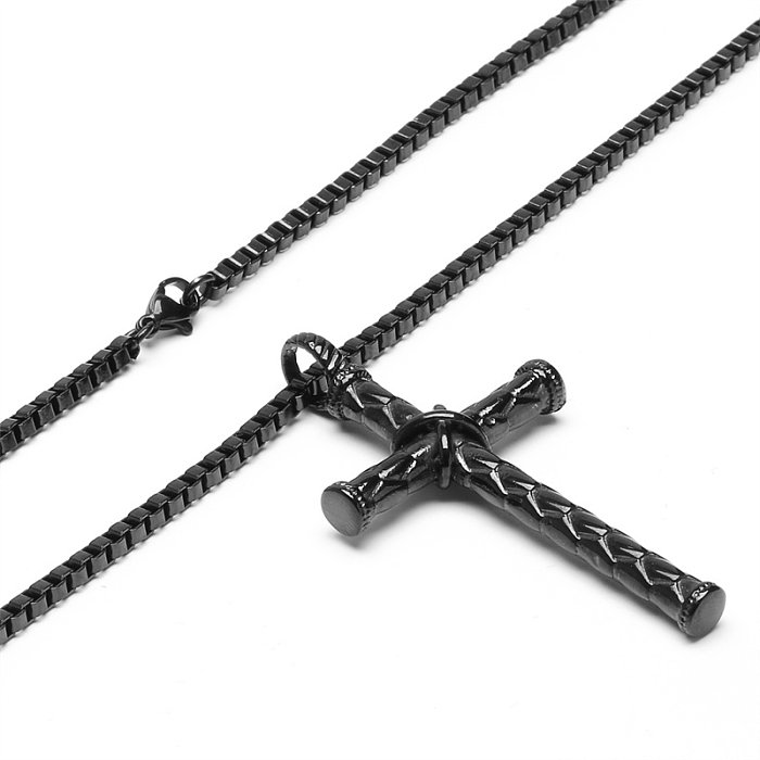 Cross-Border Amazon Retro Retro Edelstahl geknotete Kreuz Halskette Hiphop Persönlichkeit Kreuz Anhänger