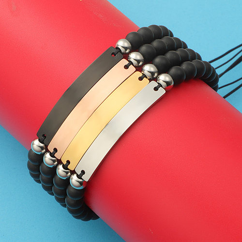 Simple Style Round Titanium Steel Beaded Bracelets
