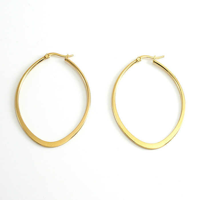 Simple Style Oval Stainless Steel Plating Earrings 1 Pair