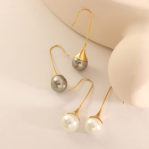 Fashion Stainless Steel Gold Plated Ear Clip Imitation Pearl