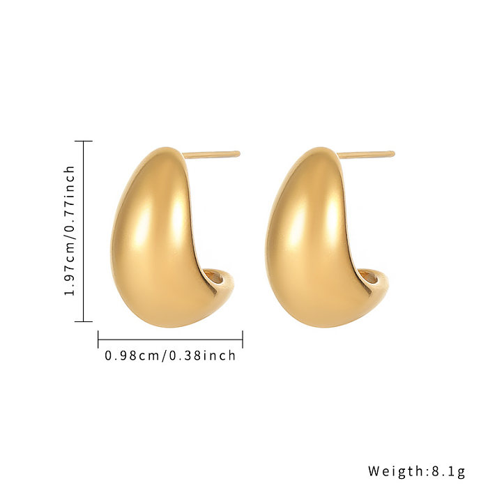 Boucles d'oreilles plaquées or et Zircon, Style Simple, incrustation de couleur unie, en acier inoxydable, 1 pièce