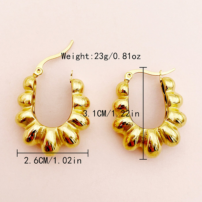 1 Pair Simple Style Roman Style U Shape Stainless Steel  Metal Polishing Plating Gold Plated Earrings