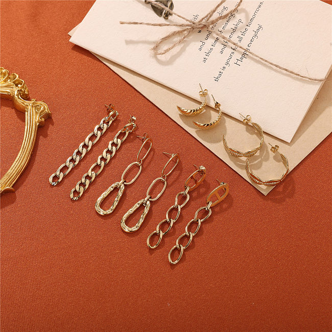 1 Pair Elegant Hawaiian Luxurious Chain Plating Stainless Steel  18K Gold Plated Drop Earrings Earrings