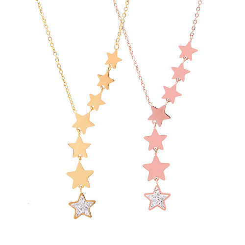 Fashion Star Stainless Steel Plating Zircon Pendant Necklace 1 Piece