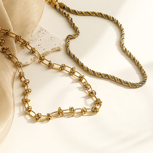 Collar chapado en oro geométrico de acero inoxidable de 18 quilates de estilo simple de hip-hop a granel