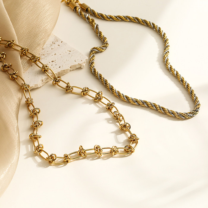 Hip-Hop Simple Style Commute Geometrische Edelstahl-Halskette mit 18-Karat-Vergoldung in großen Mengen