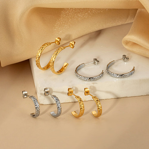 1 Pair Casual Simple Style C Shape Plating Stainless Steel  Gold Plated Ear Studs