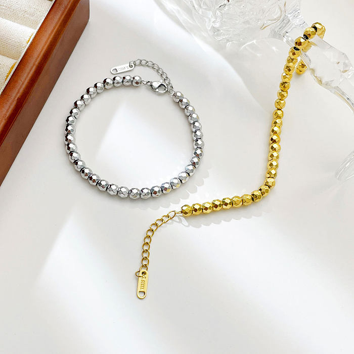 Bracelets plaqués or ronds décontractés en acier inoxydable