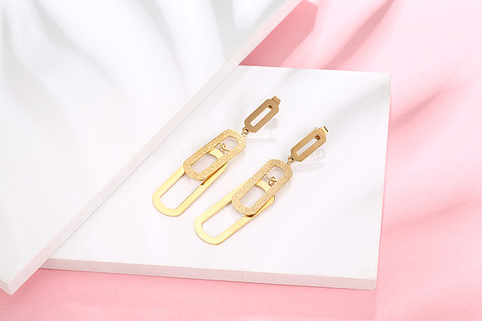 1 pièce de boucles d'oreilles pendantes géométriques streetwear en acier inoxydable