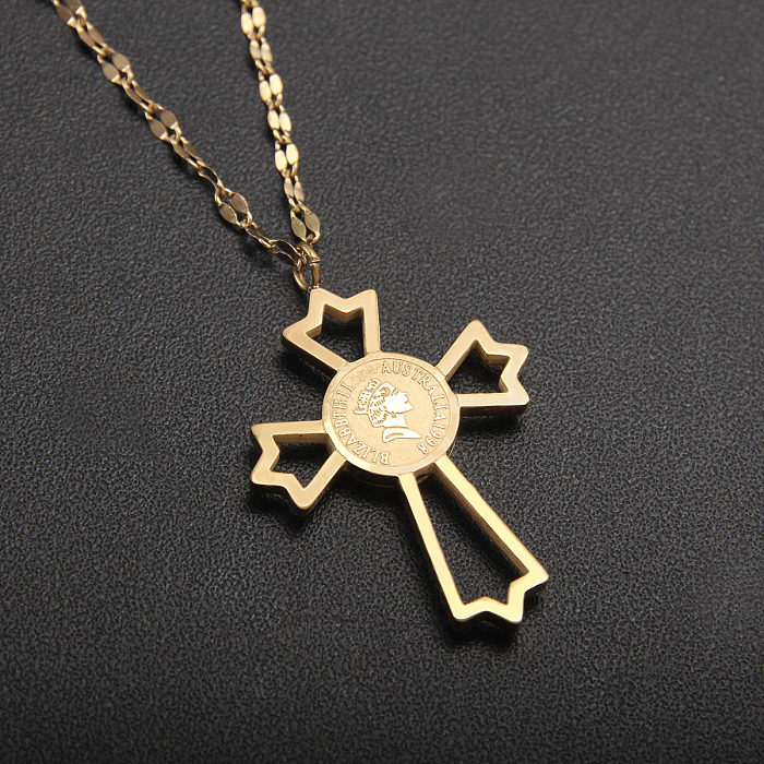 Simple Style Cross Eye Stainless Steel  Plating Gold Plated Necklace