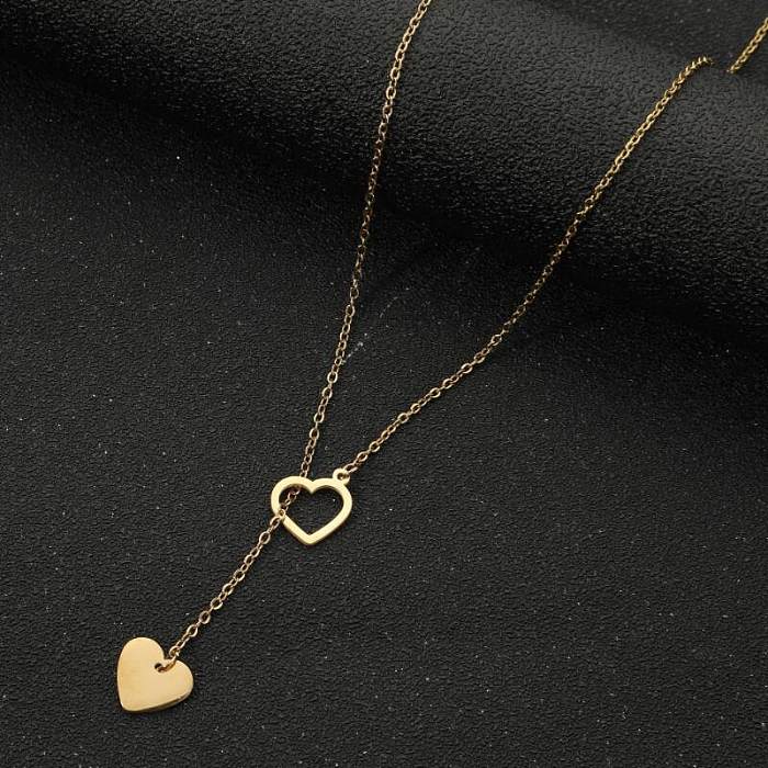 Simple Style Heart Shape Stainless Steel  Plating Pendant Necklace