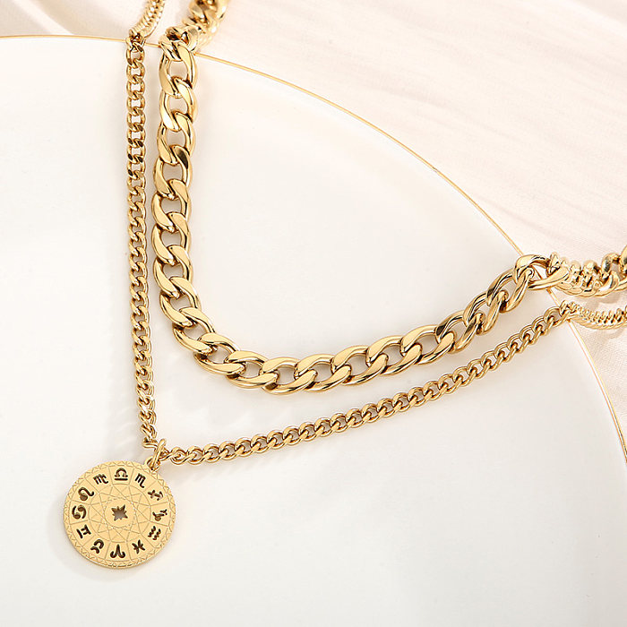 Collares en capas chapados en oro de 18 quilates con revestimiento de acero inoxidable de constelación de estilo moderno