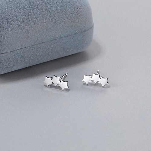 1 Pair Simple Style Pentagram Polishing Stainless Steel  Ear Studs