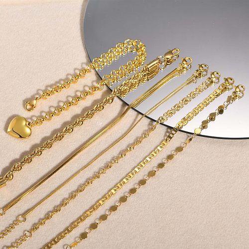 Wholesale Simple Style Solid Color Stainless Steel 18K Gold Plated Bracelets