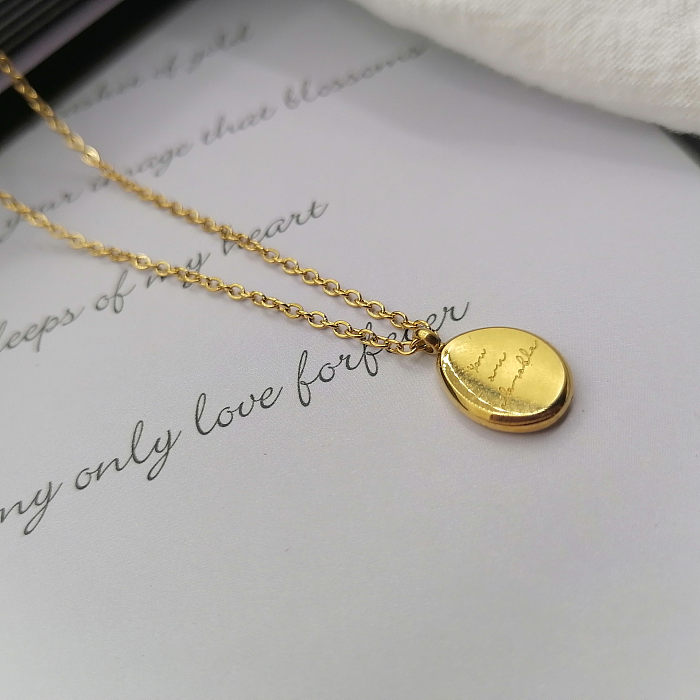 Mode lettre gouttelettes d'eau forme de coeur en acier inoxydable incrustation de perles artificielles strass pendentif collier 1 pièce