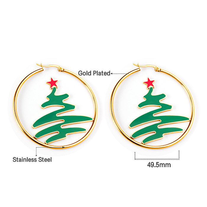 Modische Weihnachtsbaum-Süßigkeiten-Ohrringe aus Edelstahl, 1 Paar