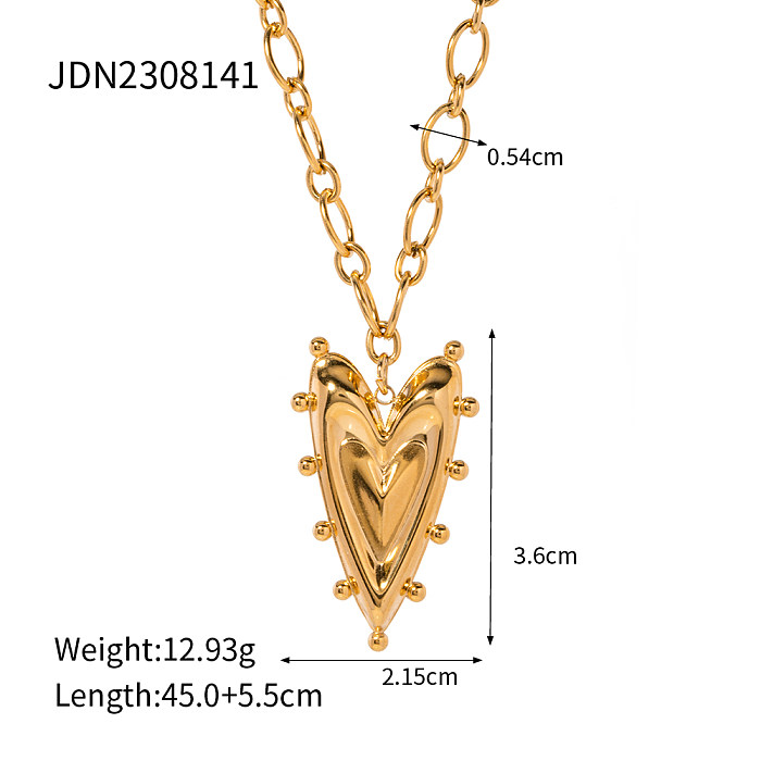 الرجعية الطراز الروماني شكل قلب الفولاذ المقاوم للصدأ تصفيح 18K الذهب مطلي قلادة قلادة