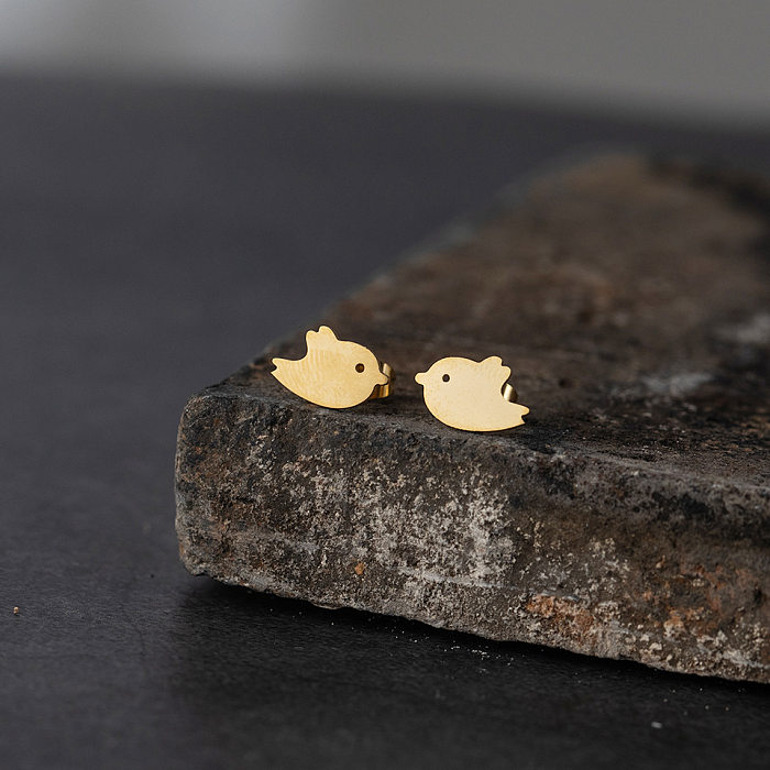 Modische glänzende Gold-Silber-Vogel-Edelstahl-Ohrringe im Großhandel