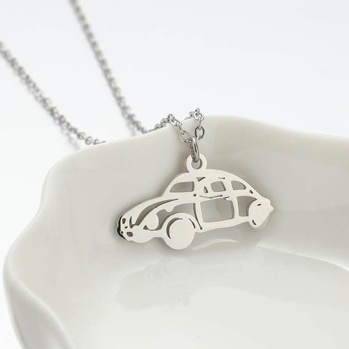Casual Simple Style Car Stainless Steel Plating Hollow Out Pendant Necklace