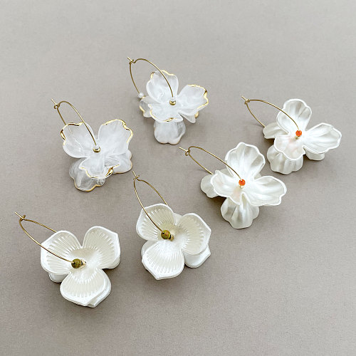 Boucles d'oreilles pendantes en acier inoxydable, 1 paire, Style Simple, placage de fleurs