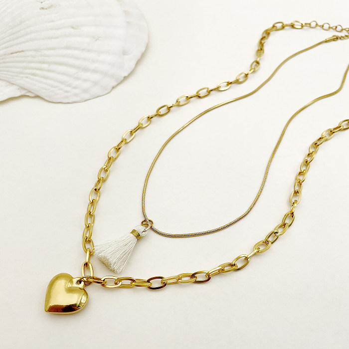 Estilo simples estilo clássico formato de coração colar banhado a ouro banhado em aço inoxidável