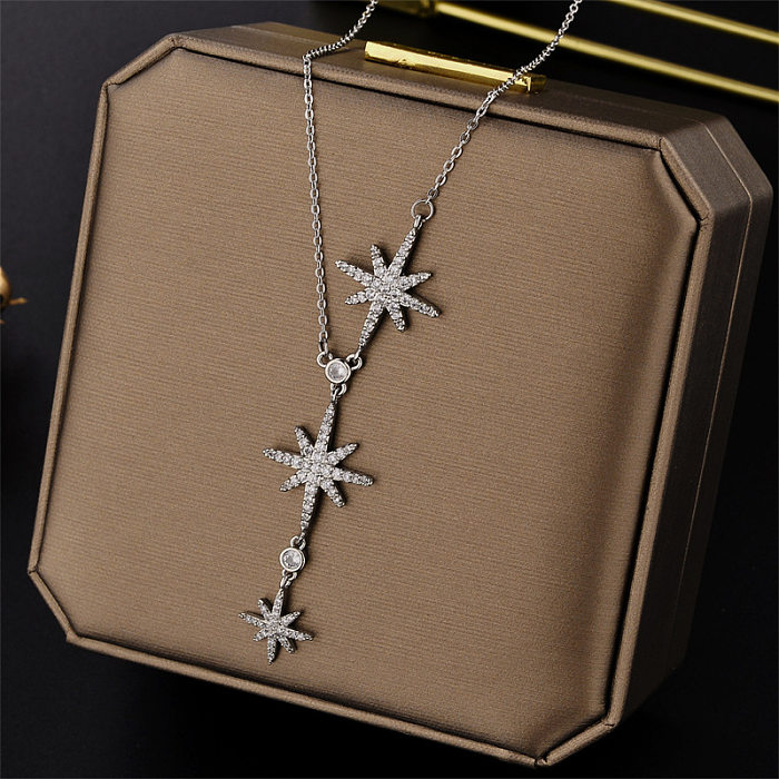 IG Style Basic Star Stainless Steel Inlay Zircon Necklace