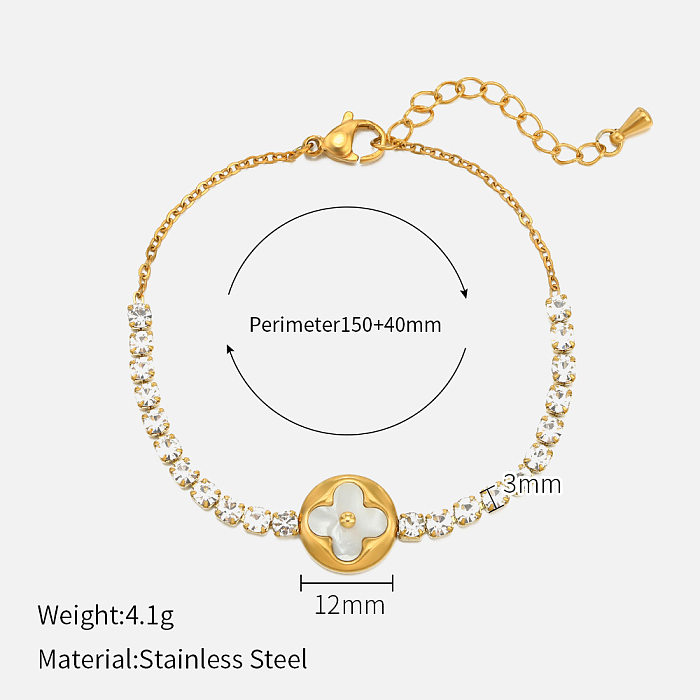 Fashion Geometric Stainless Steel Artificial Gemstones Bracelets 1 Piece