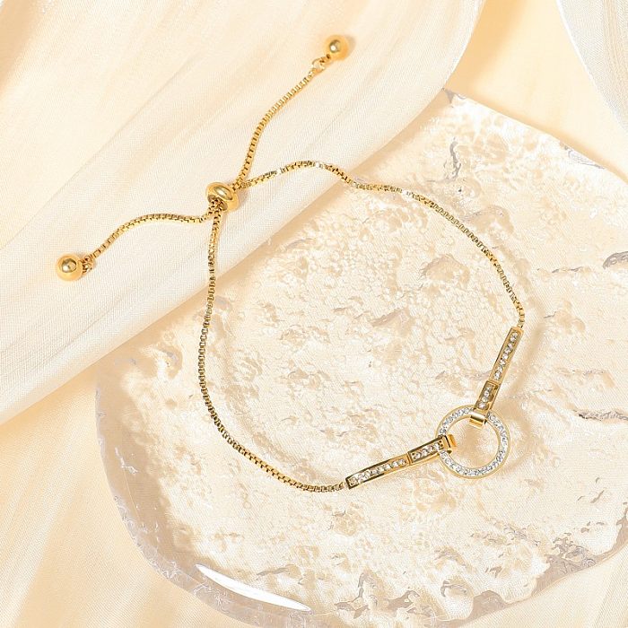 Colgante de collar chapado en oro con incrustaciones de acero inoxidable de color sólido de estilo moderno