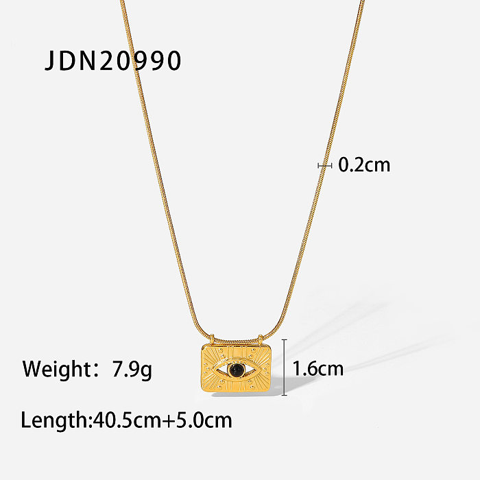 Mode Neue Quadrat Auge Schlange Knochen Anhänger Edelstahl 18K Gold Edelstahl Halskette