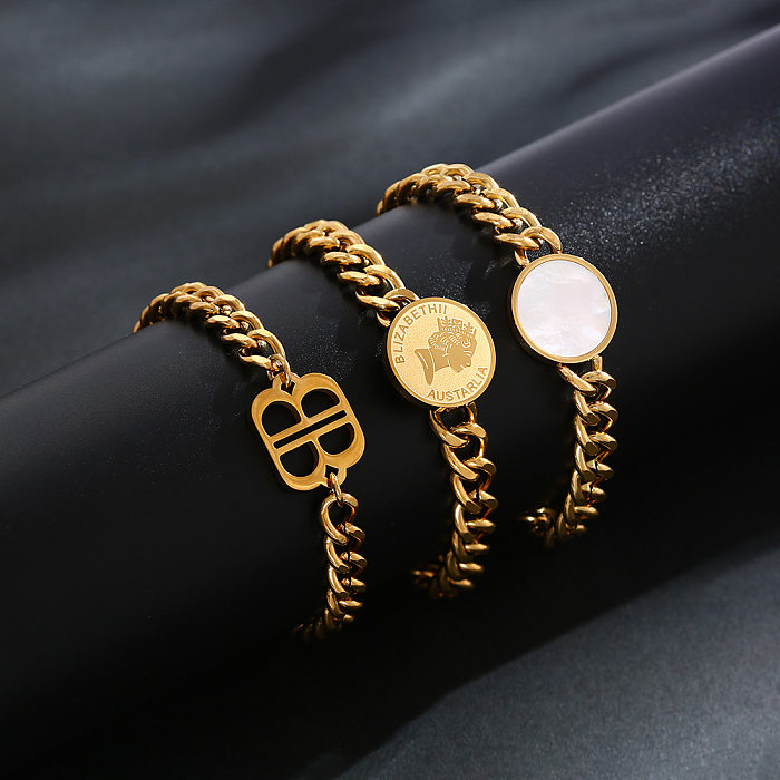 Simple Style Commute Solid Color Titanium Steel Plating Gold Plated Bracelets
