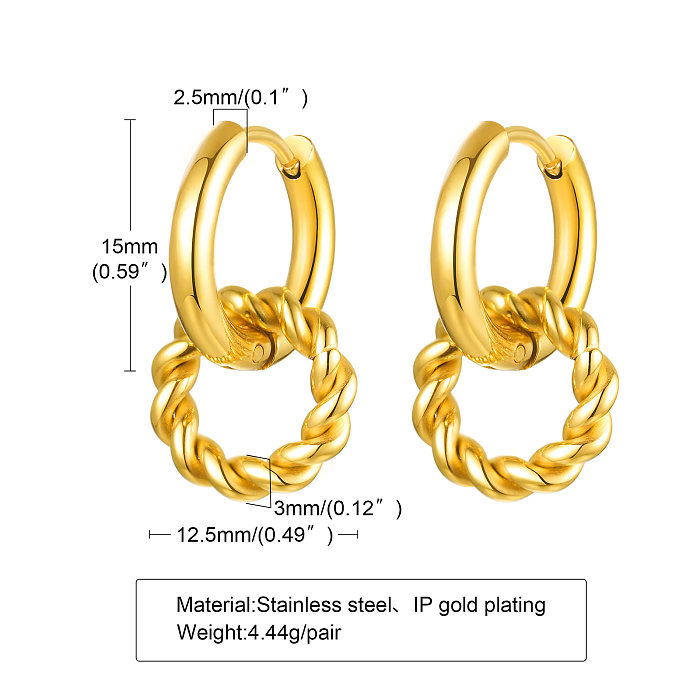 1 Paar einfache Stern-Ohrringe mit Inlay aus Zirkon und 18 Karat vergoldetem Edelstahl