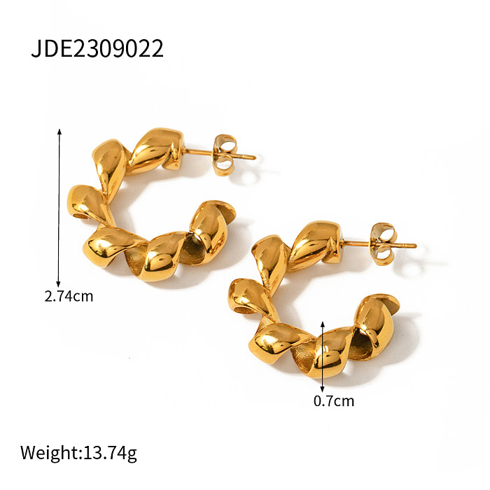 1 Paar IG-Stil C-förmige plattierte Edelstahl-Ohrringe mit 18-Karat-Vergoldung