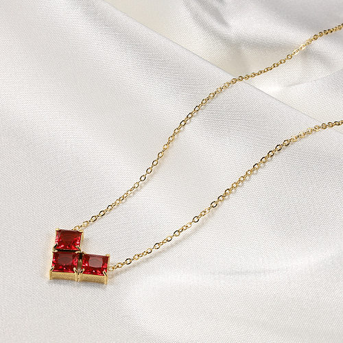 1 Stück süße herzförmige Halskette mit Inlay aus Edelstahl und Zirkon