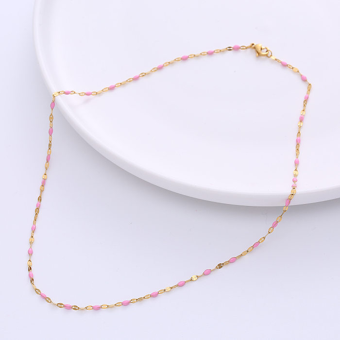 Simple Style Geometric Stainless Steel  Epoxy Chain Necklace