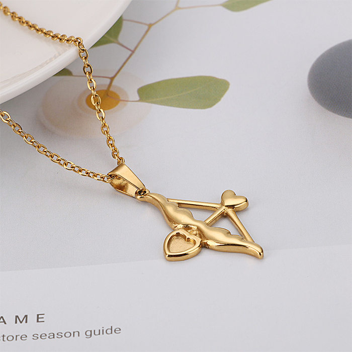 Creative Solid Color Stainless Steel Cupid's Arrow Necklace Wholesale jewelry