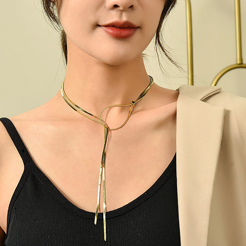 Simple Style Solid Color Stainless Steel Sweater Chain