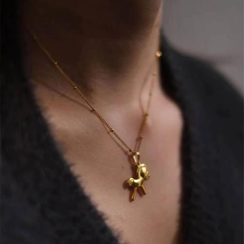 Casual Animal Horse Stainless Steel  Pendant Necklace