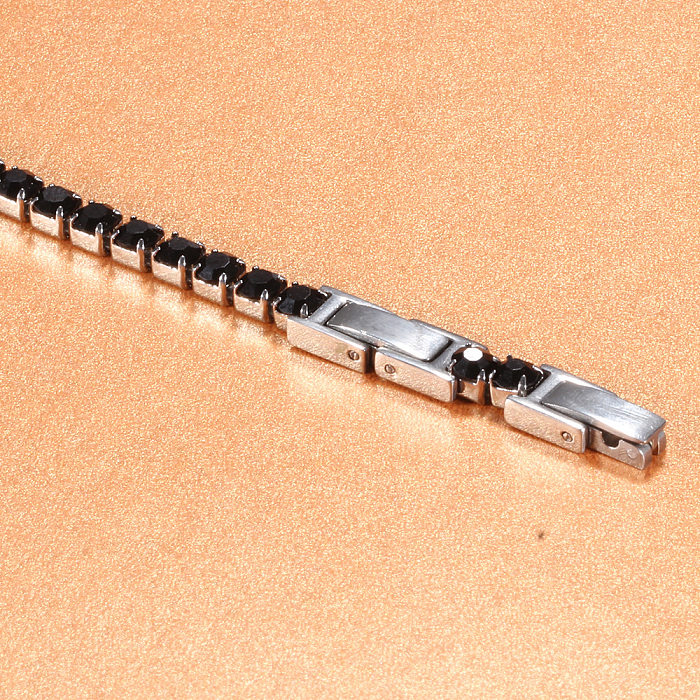 Fashion Round Titanium Steel Inlay Zircon Bracelets 1 Piece