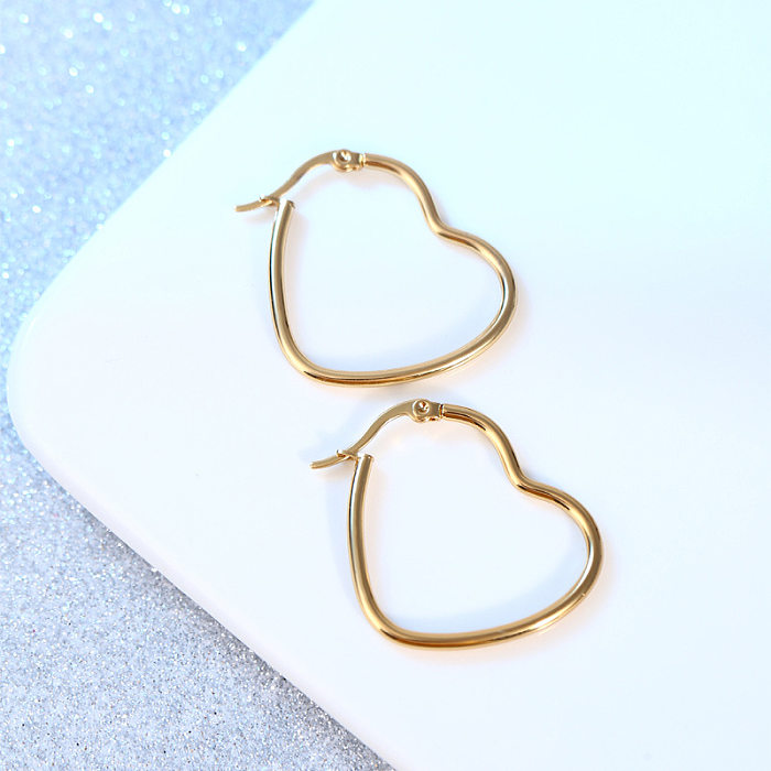 Fashion Heart Shape Stainless Steel  Plating Earrings 1 Pair