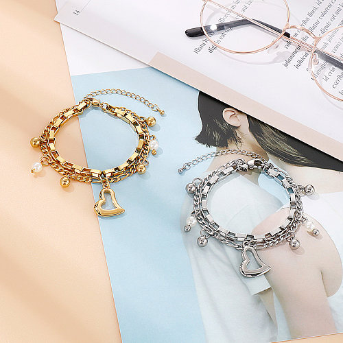 Bracelets plaqués or 18 carats d'acier inoxydable de forme de coeur de style simple