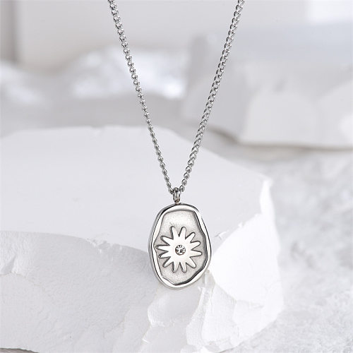 Casual Classic Style Artistic Geometric Stainless Steel Polishing Inlay Rhinestones Pendant Necklace