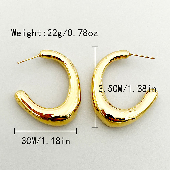 1 Pair Streetwear Commute C Shape Plating Stainless Steel  Gold Plated Ear Studs