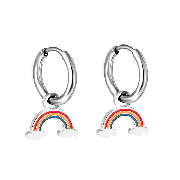 1 Pair Sweet Simple Style Lips Rainbow Butterfly Stainless Steel  Plating Earrings