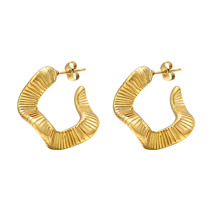 1 Pair Elegant Glam Retro Geometric Stainless Steel  Gold Plated Earrings