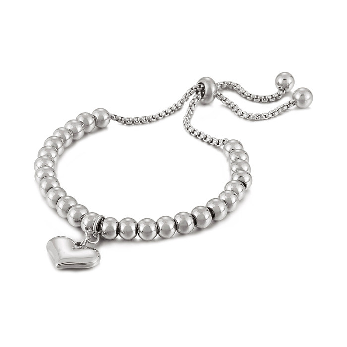 Bracelets perlés en acier inoxydable en forme de cœur doux