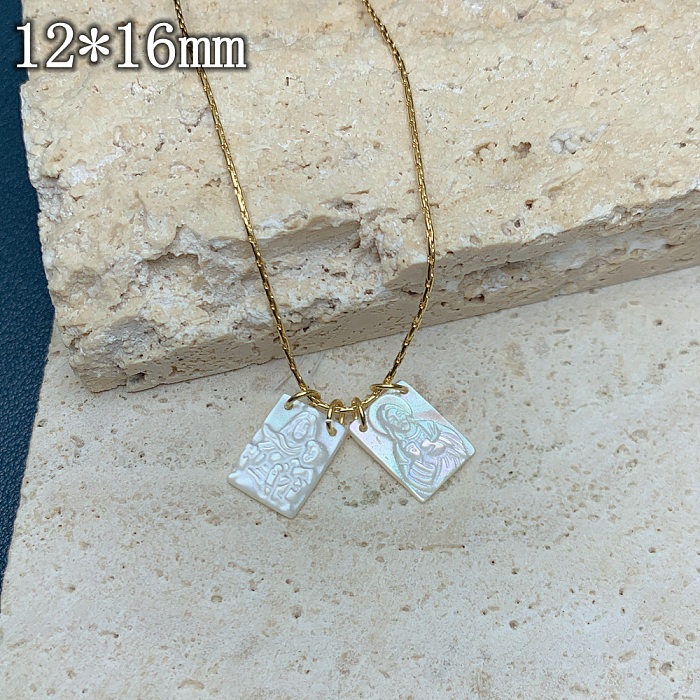 Simple Style Square Stainless Steel  Gold Plated Pendant Necklace In Bulk