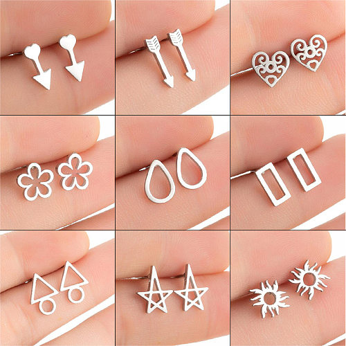 1 Pair Simple Style Sun Stainless Steel  Plating Ear Studs